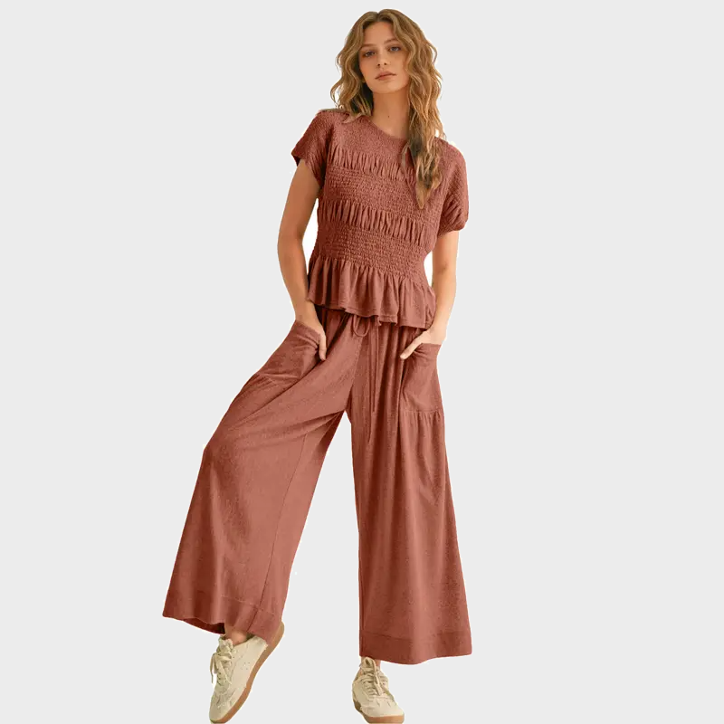 Boho Cotton Smocked Two-Piece Set
