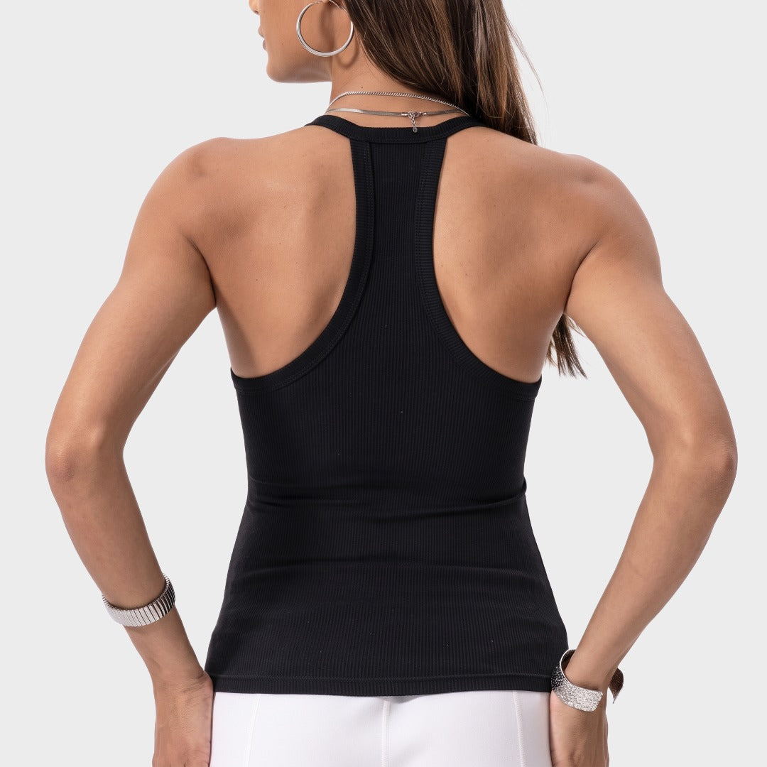 Built-in Bra Ribbed Solid Tank Top
