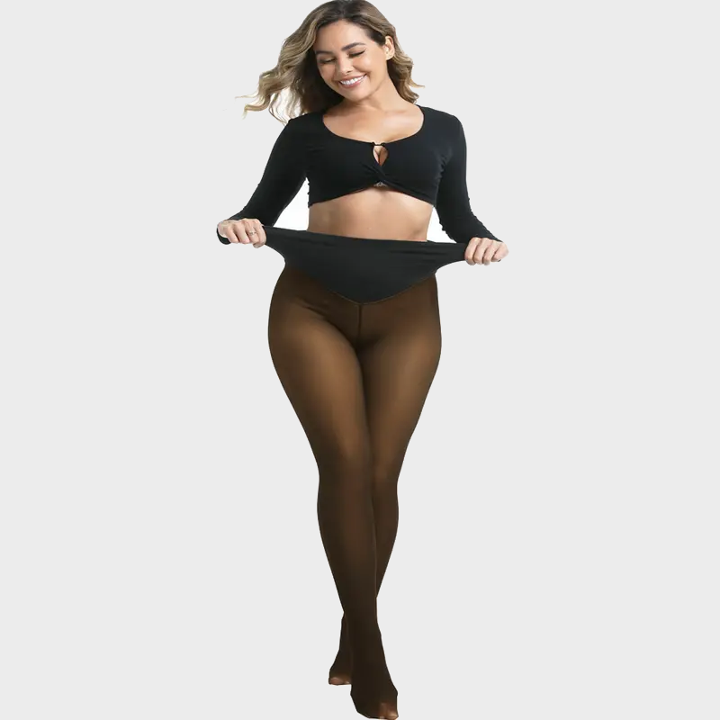 Fleece-Lined Fake Sheer Thermal Tights