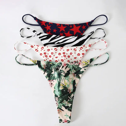 Printed String Thongs (4-Pack)