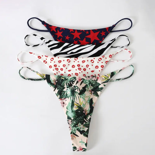 Printed String Thongs (4-Pack)