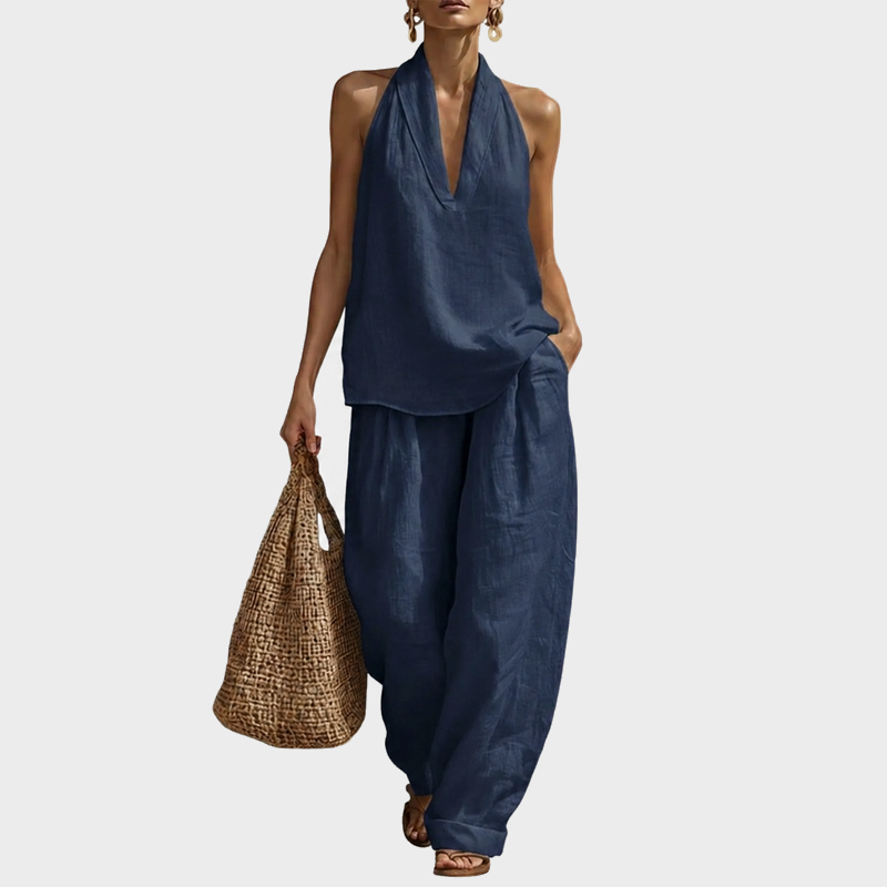 Cotton Linen Halter Two-Piece Set