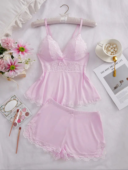 Silky Lace Flowy Cami & Shorts Set
