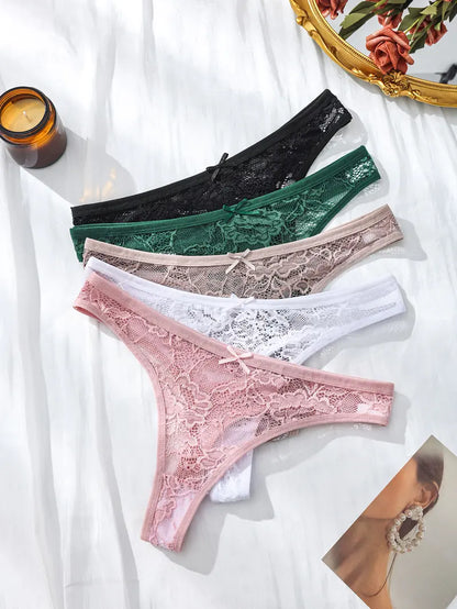 Elegant Comfort Floral Lace Thong(5 Pack)