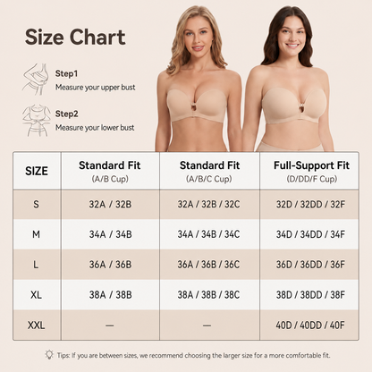 No-Slip Front Closure Push-Up Strapless Bra