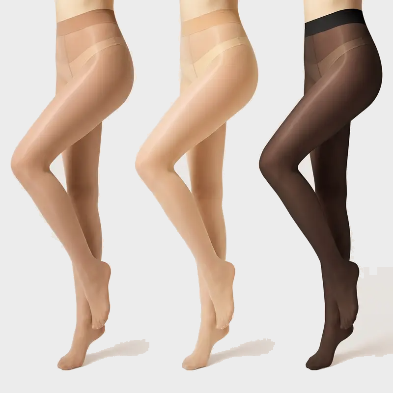 Women’s 3-Pack High-Waist Sheer Pantyhose with Silky Oil Shine