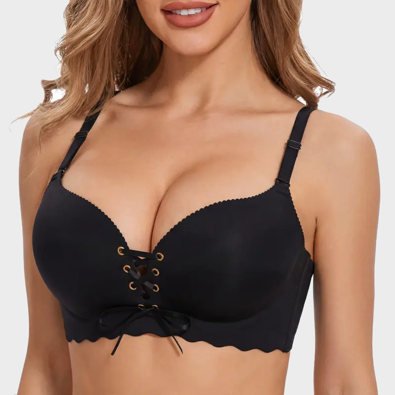 Women’s Drawstring Push-Up Strapless Bra with Wireless Padded Support