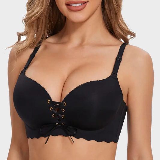 Women’s Drawstring Push-Up Strapless Bra with Wireless Padded Support
