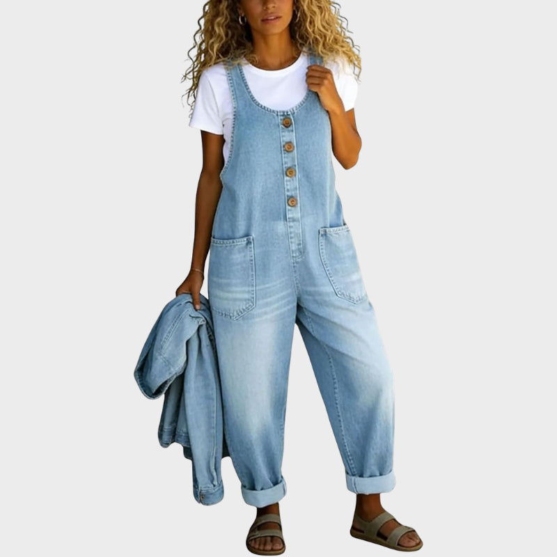 Vintage Wide Leg Denim Overalls