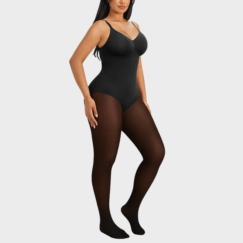 Fleece-Lined Sheer Tummy Control Tights