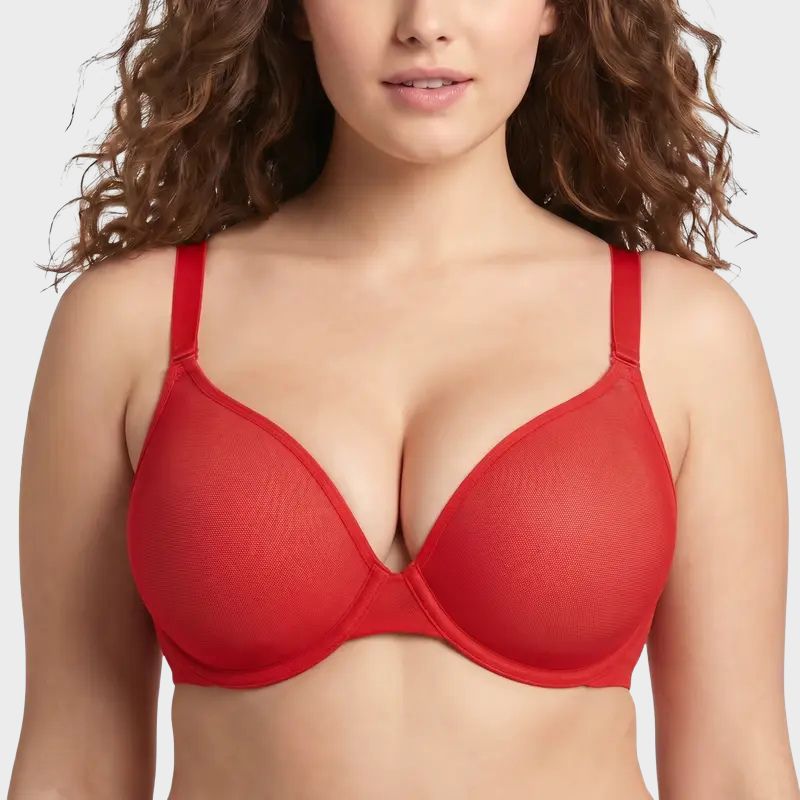 Plus Size Sheer Mesh Halter Underwire Bra