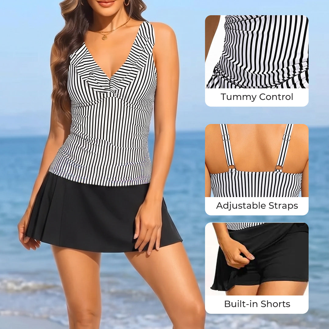Ruffle Tankini Swim Dress Set