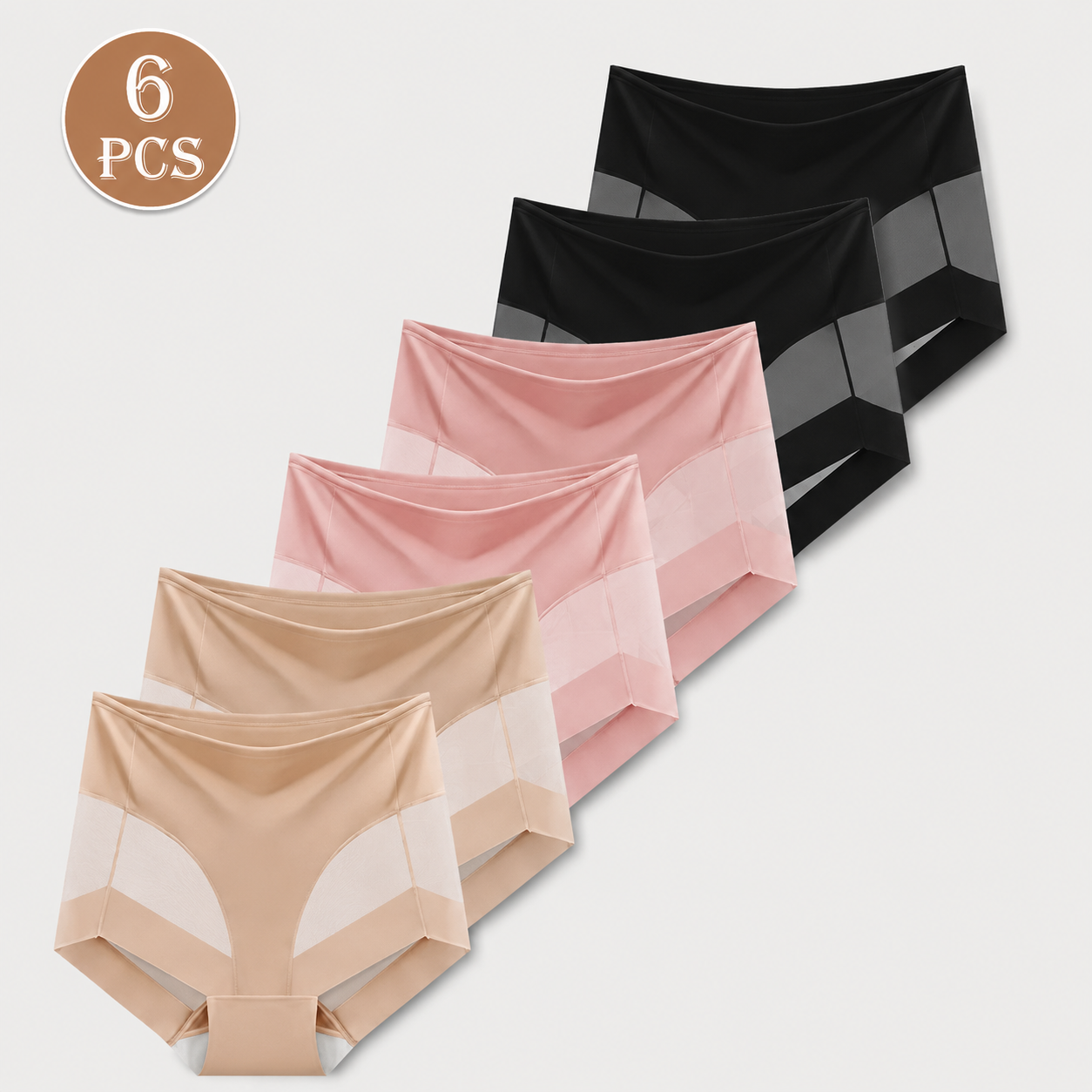 Sheer Mesh Tummy Control Briefs (6-Pack)