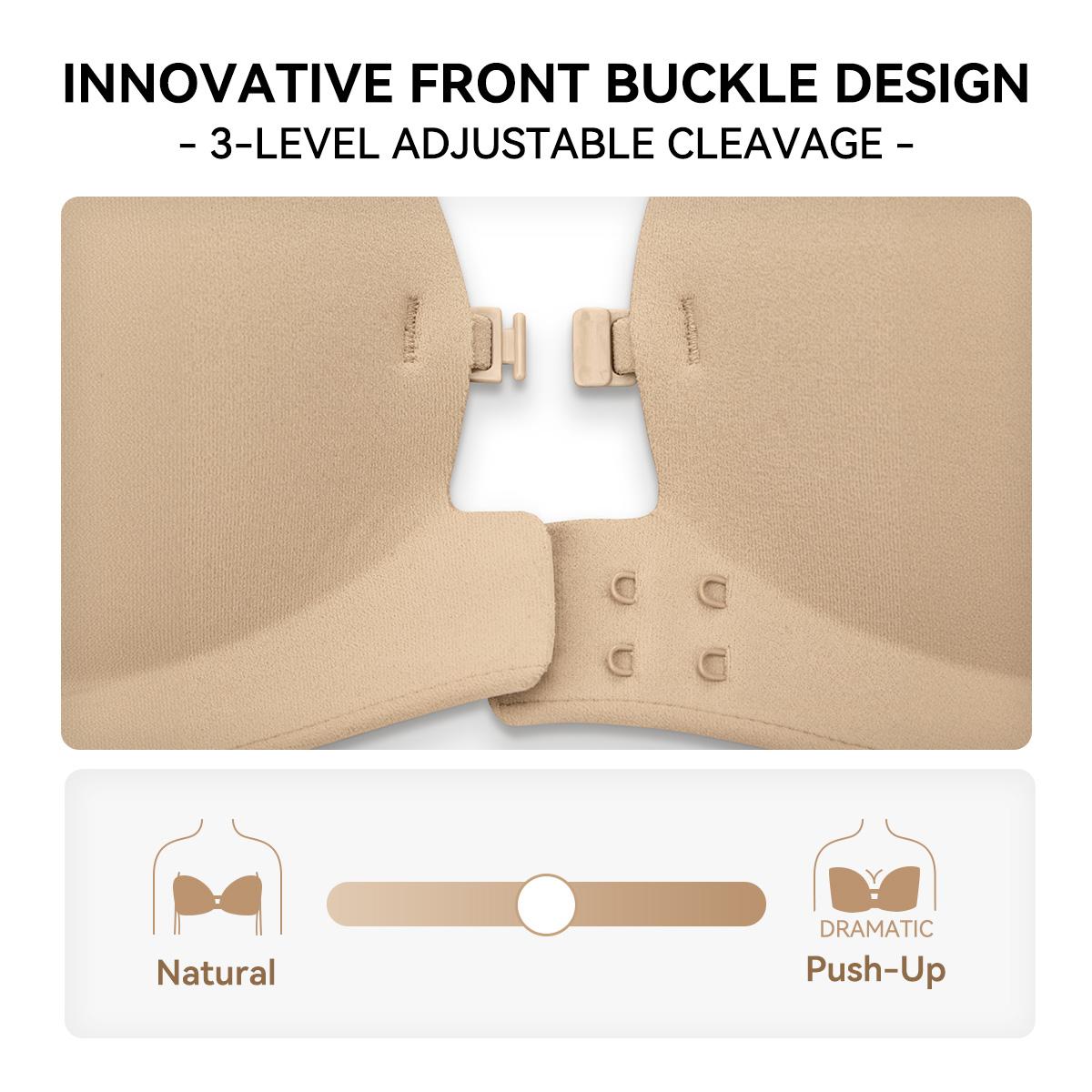 No-Slip Front Closure Push-Up Strapless Bra