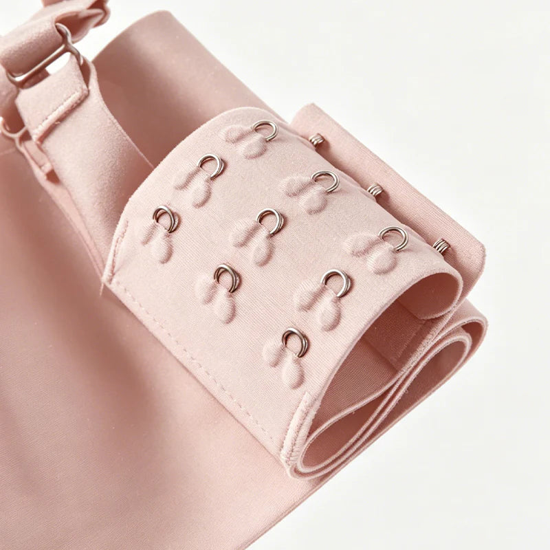 Close-up of the hook-and-eye back fastening