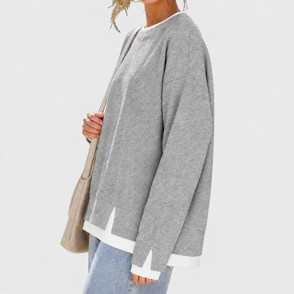 Layered Crew Neck Oversized Sweatshirt