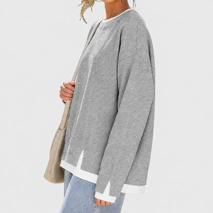 Layered Crew Neck Oversized Sweatshirt