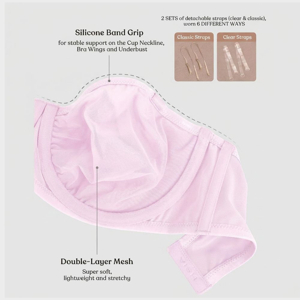 Convertible Strapless Minimizer Mesh Bra