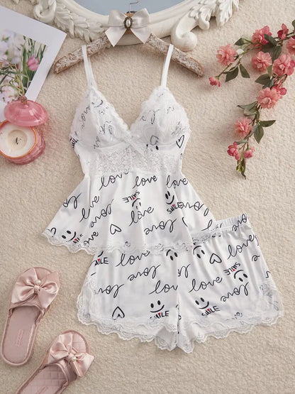 Silky Lace Flowy Cami & Shorts Set
