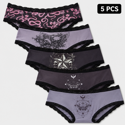 Halloween Lace-Trim Printed Mid-Rise Brief Panties