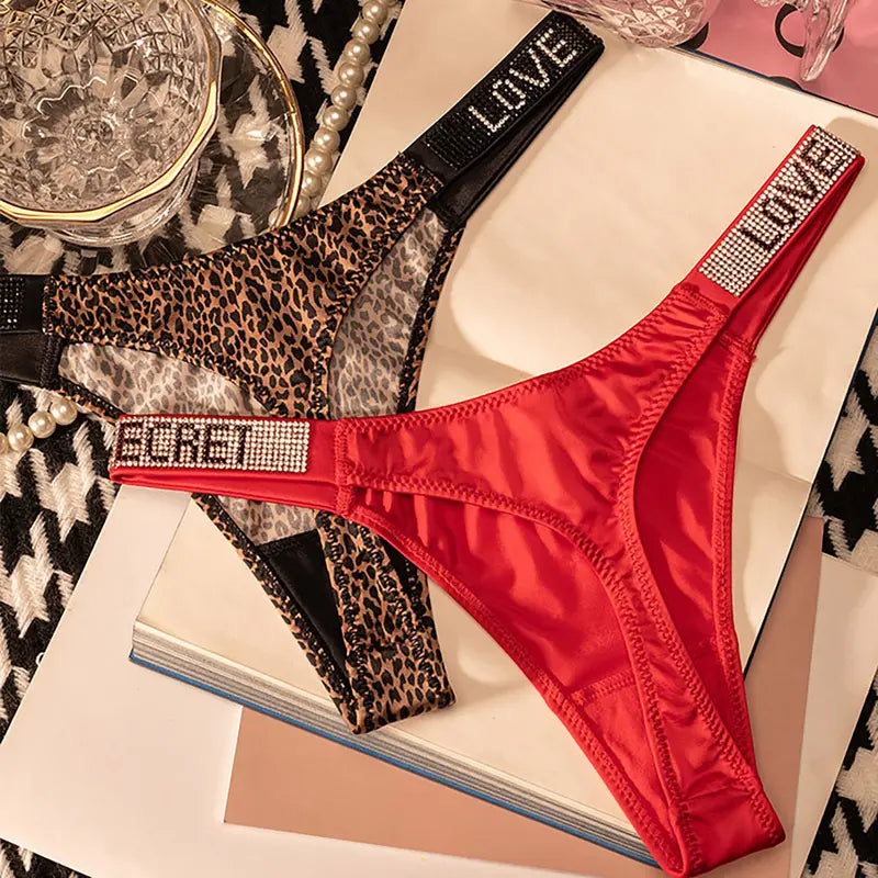 5-Pack Rhinestone Low-Rise Thong Panties