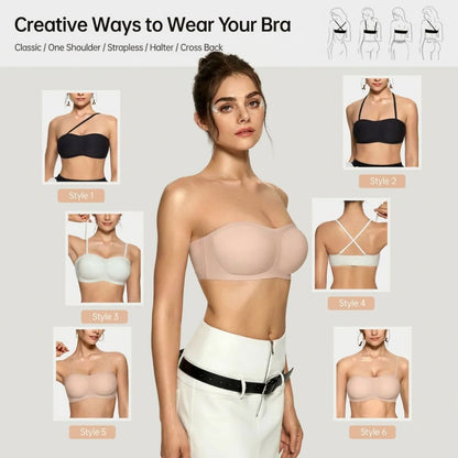 Women's Strapless Bandeau Bra | Seamless Wireless Bralette