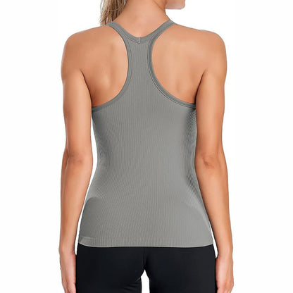 Ribbed Built-In Bra Workout Tank Top