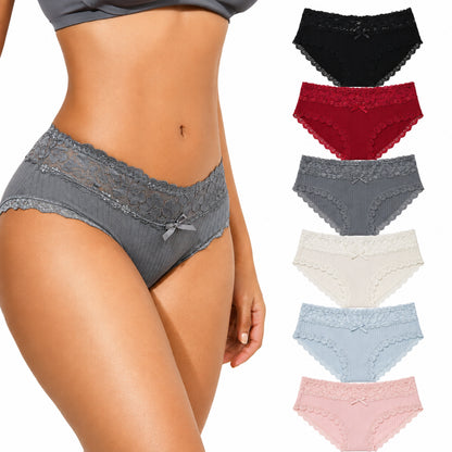 6-Pack Cotton Lace Bikini Panties S-XXL