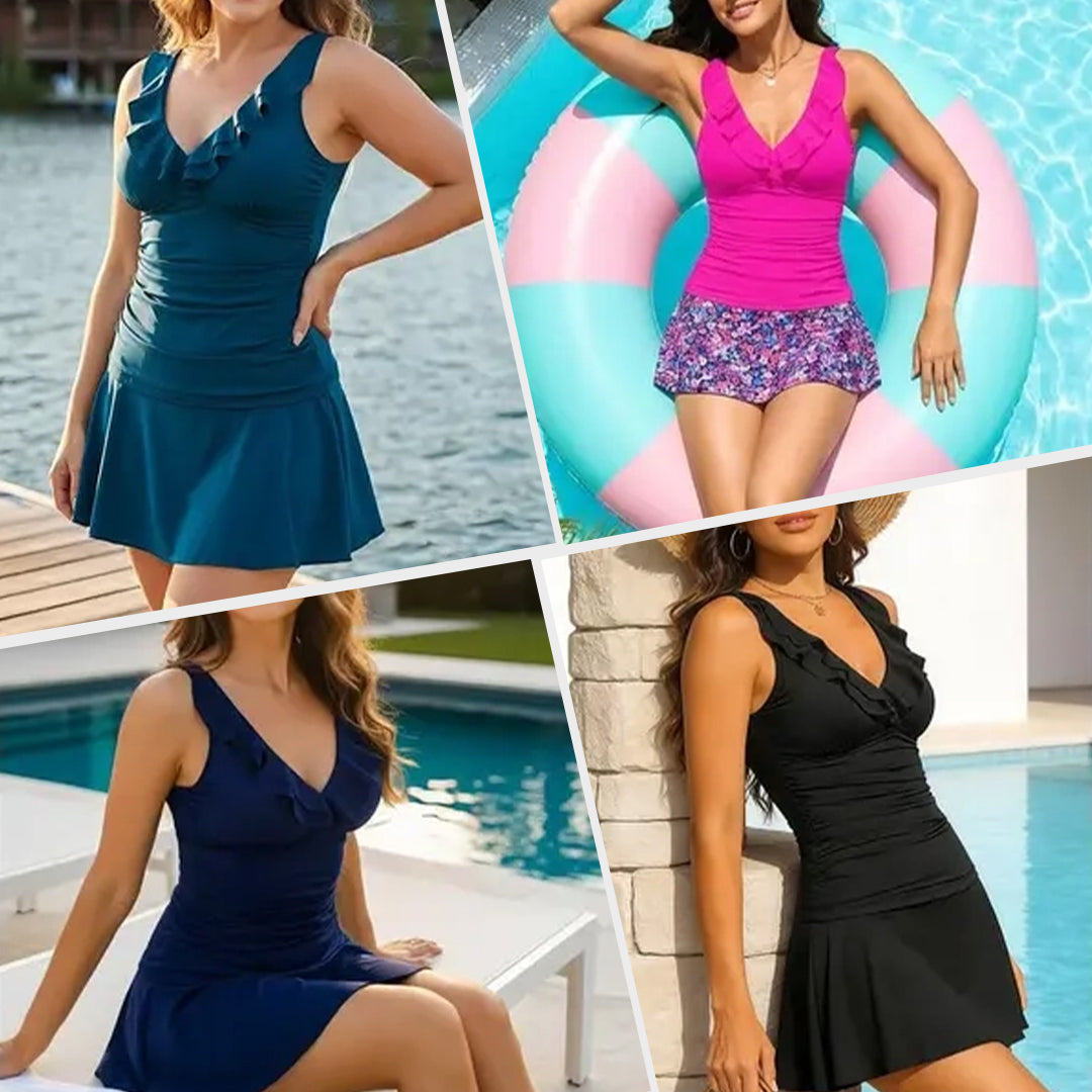 Ruffle Tankini Swim Dress Set