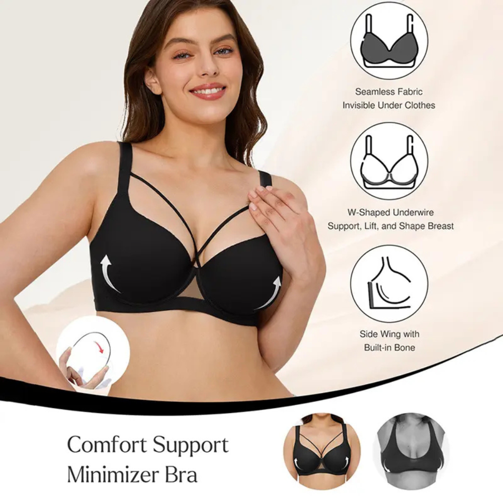 Seamless Push Up Deep V Underwire Bra