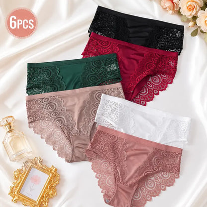6-Pack Floral Lace Cotton Briefs