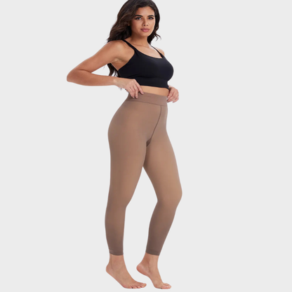 Fleece-Lined Fake Sheer Thermal Tights