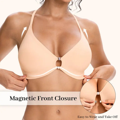 Front Closure Wireless Deep V Lace Bra