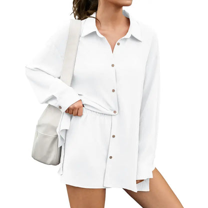 Oversized Button-Down Shirt & Shorts Set