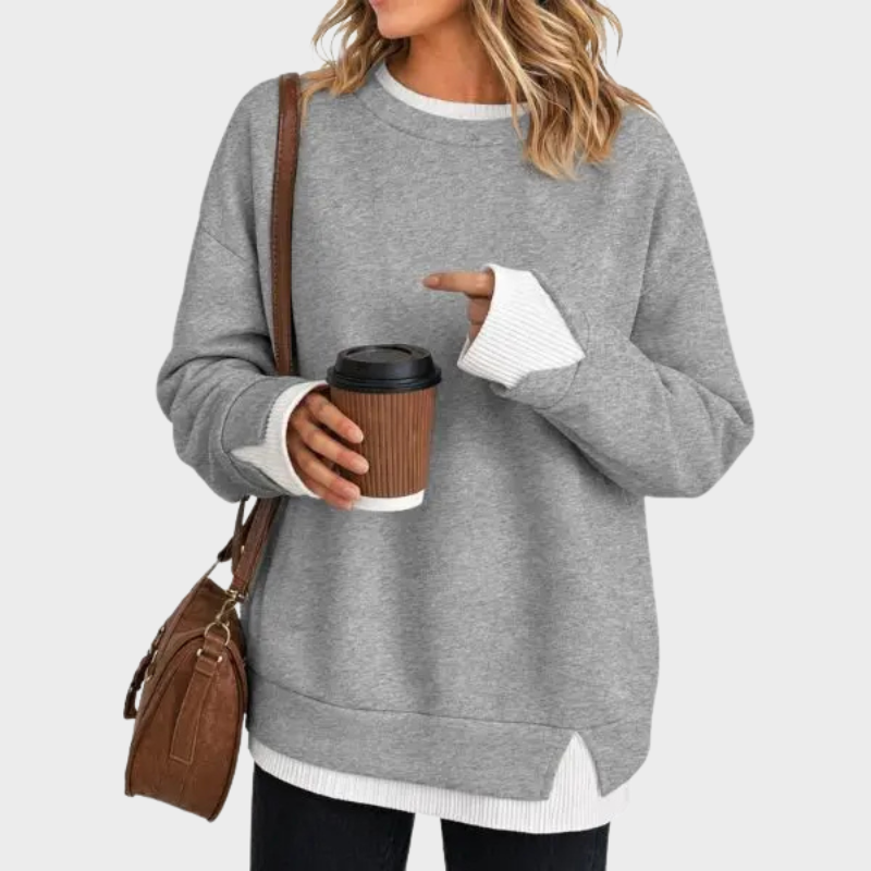 Layered Crew Neck Oversized Sweatshirt