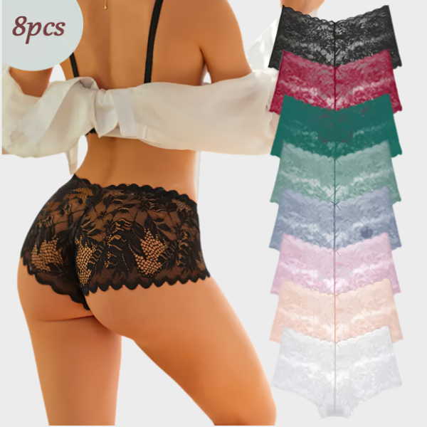 Comfy Sexy Soft Lace Boyshorts Panties Set（8 pack）