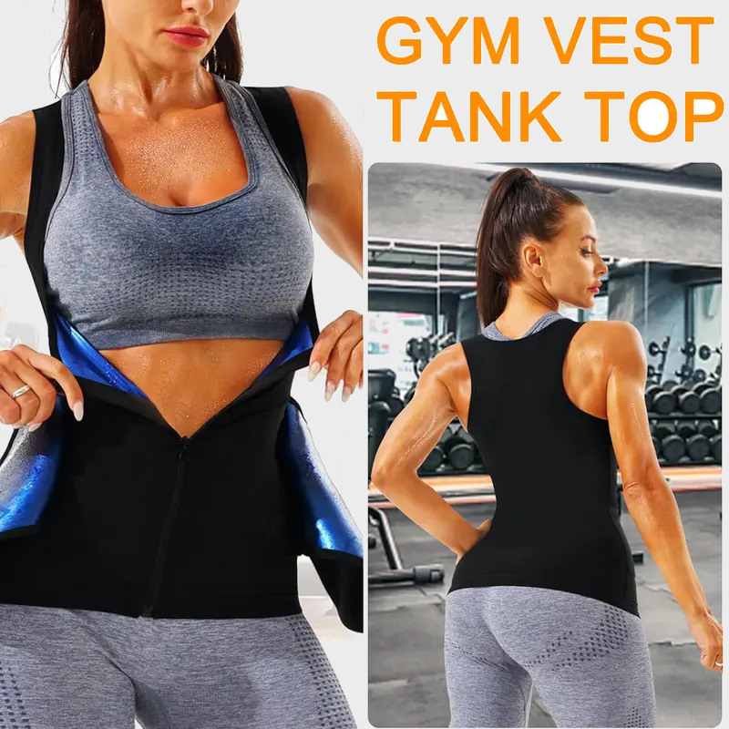 Women’s Waist Trainer Vest with Zipper – Compression Sauna Shapewear