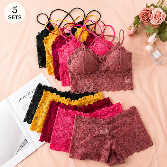 Lace Backless Wireless Bra & Panty Set