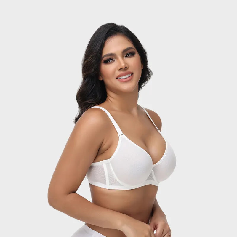 Plus Size Sheer Mesh Halter Underwire Bra