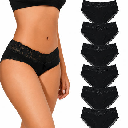 6-Pack Cotton Lace Bikini Panties S-XXL