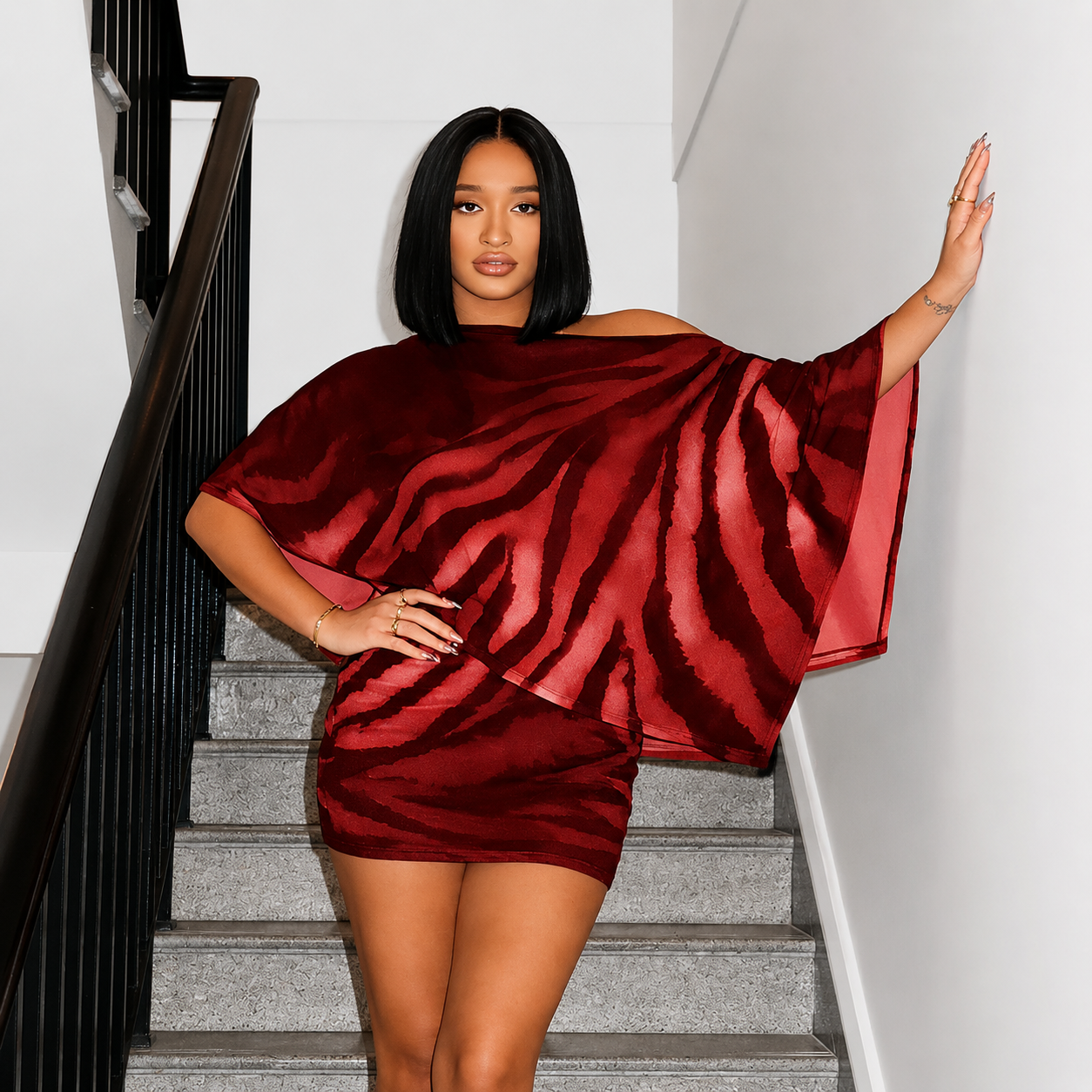 Tiger Pattern Sheer Skirt Set