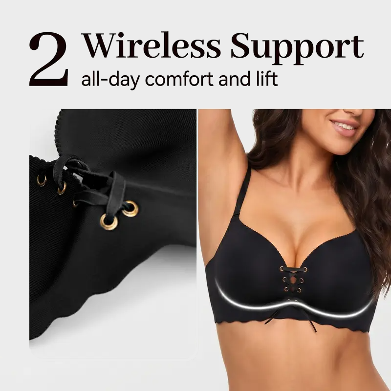 Women’s Drawstring Push-Up Strapless Bra with Wireless Padded Support