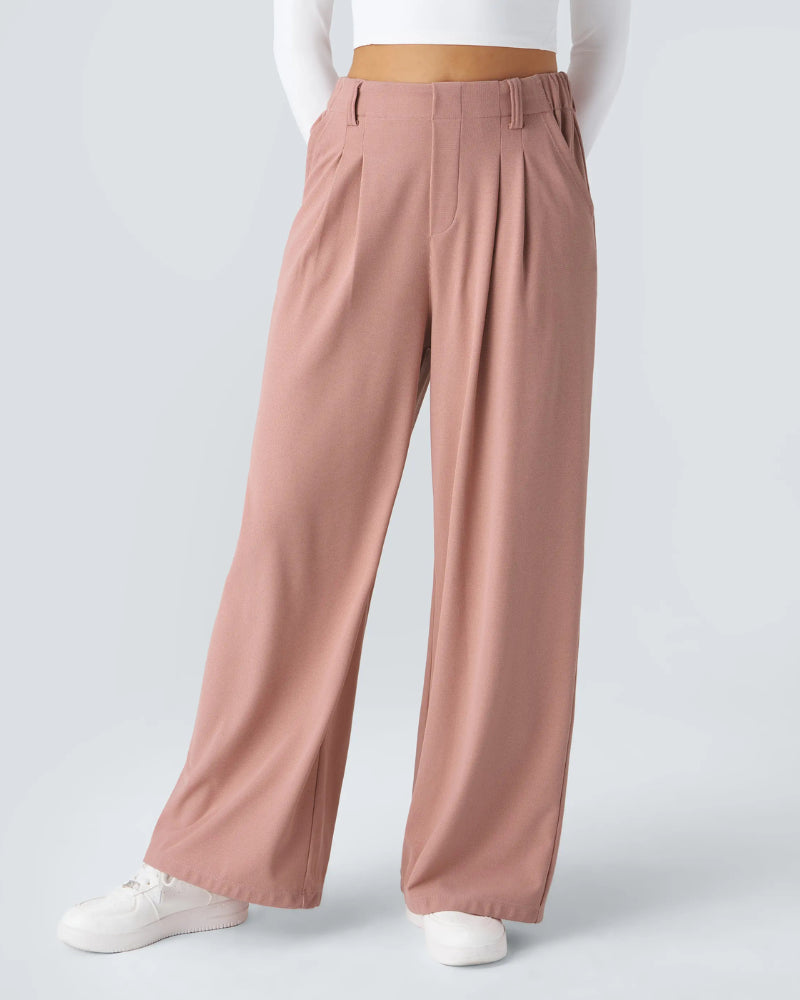High Waisted Pocket Wide Leg Waffle Pants