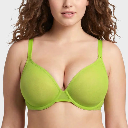 Plus Size Sheer Mesh Halter Underwire Bra