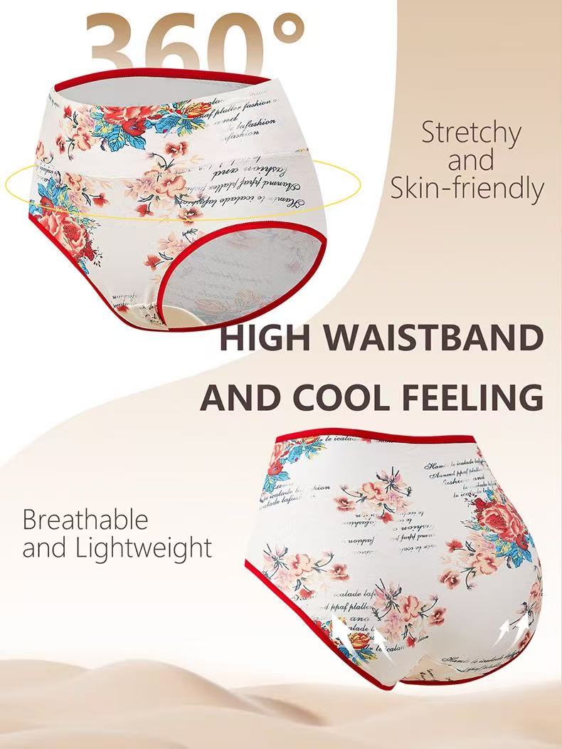 4-Pack Women’s High-Waisted 92% Cotton Floral Briefs