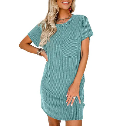 Slim Fit Striped Ribbed Mini Dress