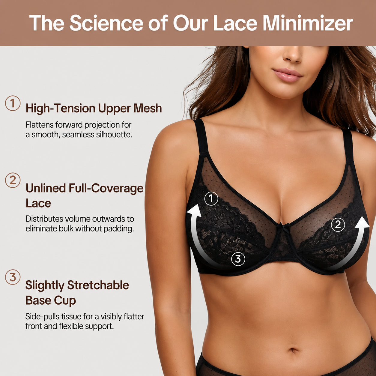 Full Coverage Lace Minimizer Bra - Petal