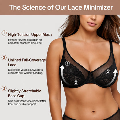 Full Coverage Lace Minimizer Bra - Petal
