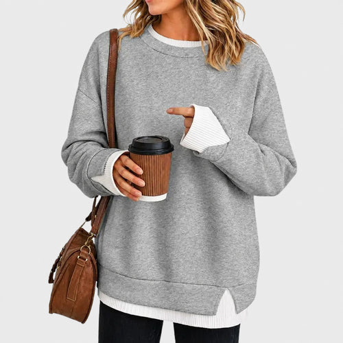 Layered Crew Neck Oversized Sweatshirt