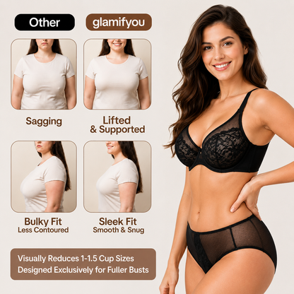 Full Coverage Lace Minimizer Bra - Petal